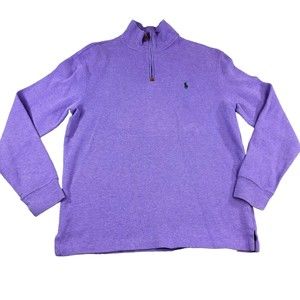 Polo Ralph Lauren Size M Men's 100% Cotton Purple 1/4 Zip Long Sleeve Pullover